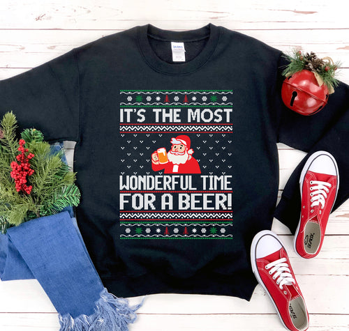 Sweat de Noël Humoristique – "C'est l'heure de la bière"